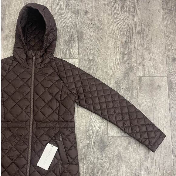 Athleta Whisper Featherless Parka Brown Quilted Hooded Puffer - Picture 2 of 10